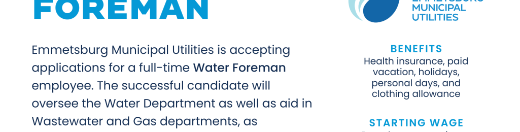 EMU Hiring Full-Time Water Foreman