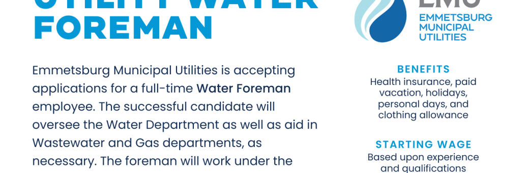 EMU Hiring Full-Time Water Foreman