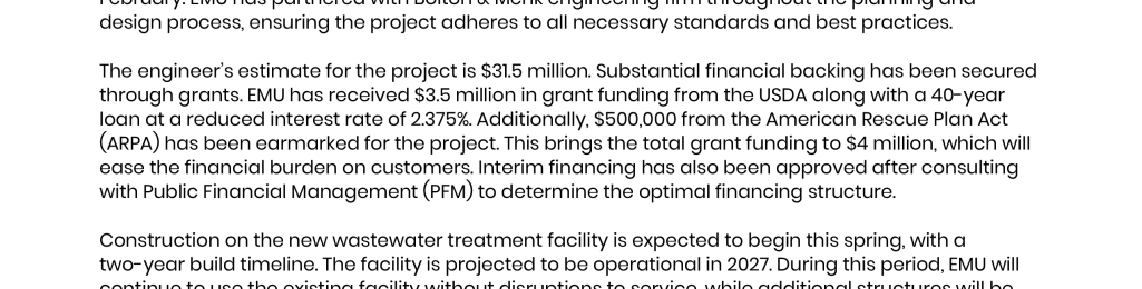 Progress on Emmetsburg Municipal Utilities Wastewater Treatment Facility Project